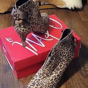 Impo Leopard Brown Bow in Back Booties 9
